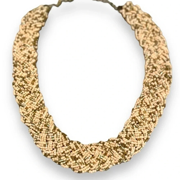 Vintage Chunky Braided Seed Bead Necklace w/ Chain Clasp - Retro Jewelry - Picture 7 of 12